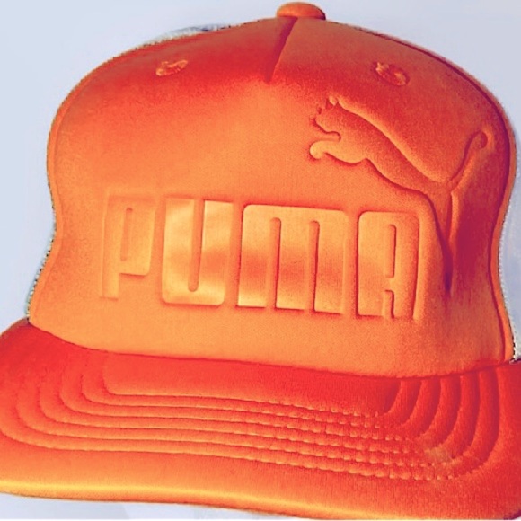 Puma Flexfit | Camo Hunter Orange Trucker Baseball Cap | Size S/M - Picture 5 of 9